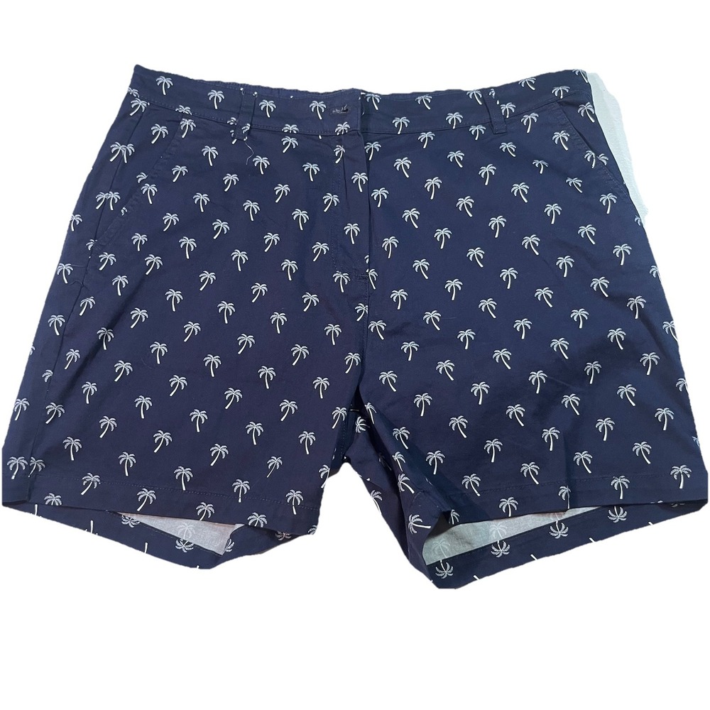 Stella Parker Collection Womens Printed Stretch Fabric Shorts Navy Palm Size 14‎